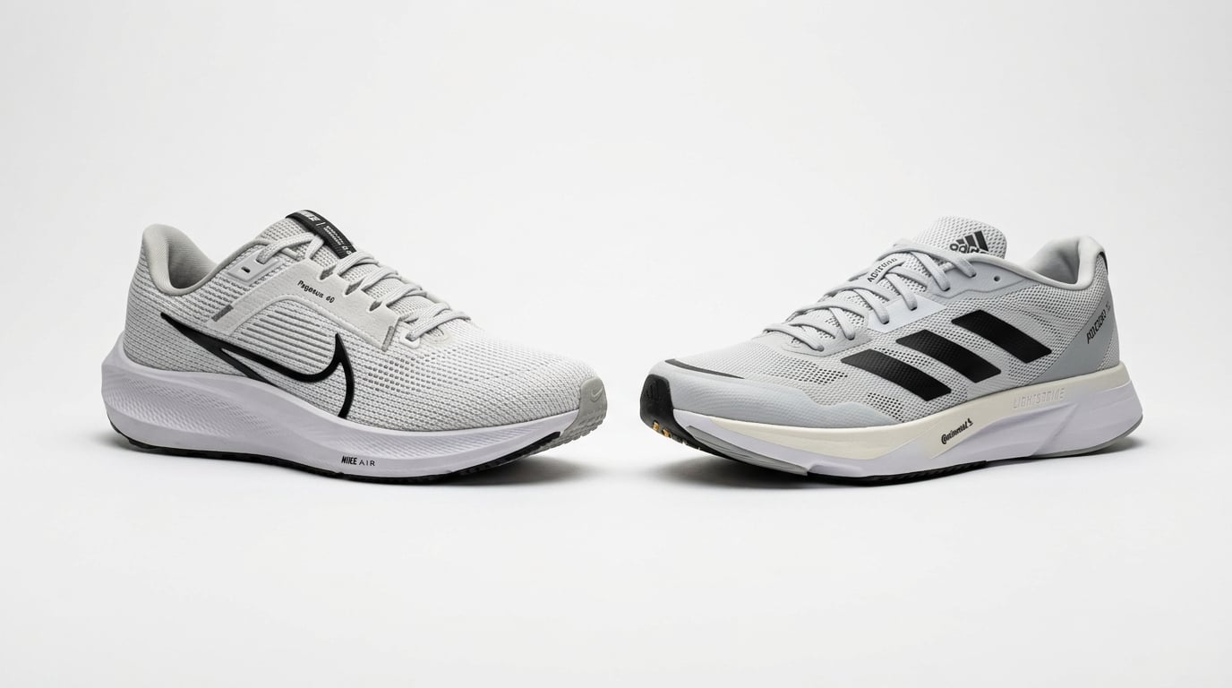 Nike and Adidas sneakers side by side for size comparison