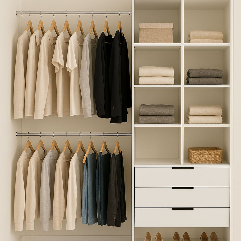 Neatly organized clothing sorted by category